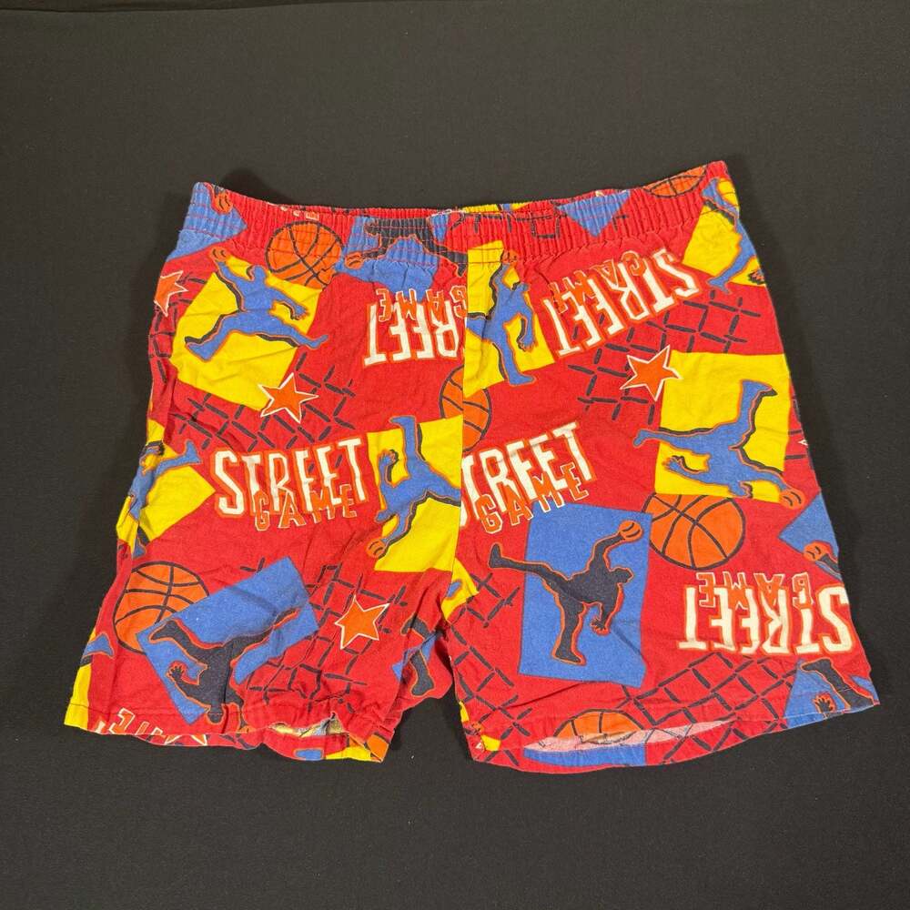 Vintage Fruit of the Loom Street Game Basketball Print Shorts Size 14-16